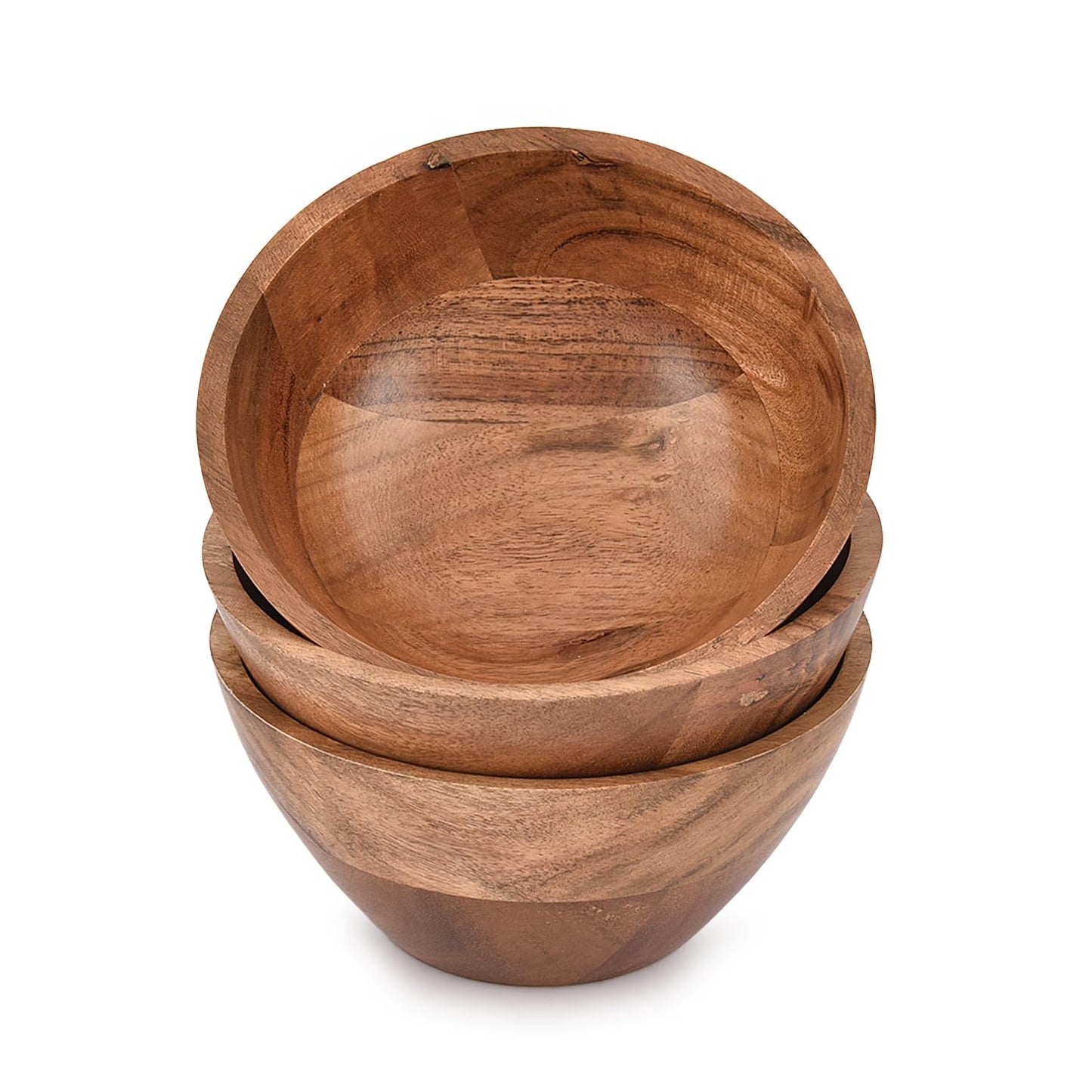 NIRMAN Bowl Set Acacia Wood for Kitchen Bowls for Entertaining Small Snack Bowls Set Kitchen Counter, Candy Bowl Bowls, Wooden Bowls for Décor (6" x 6" X 2.75"), (Set of 3) - CookCave