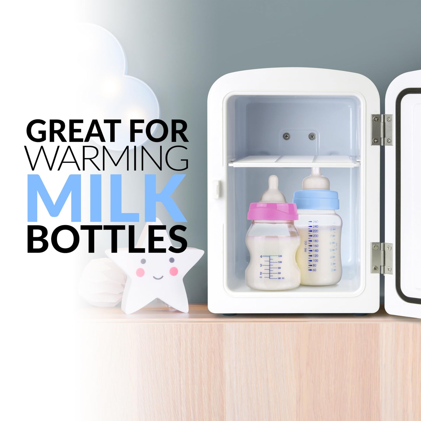 Nostalgia Retro 6-Can Personal Cooling and Heating Mini Refrigerator with Eraser Board Door Carry Handle and Display Window for Home, Office, Car, Boat or Dorm Room, Black - CookCave