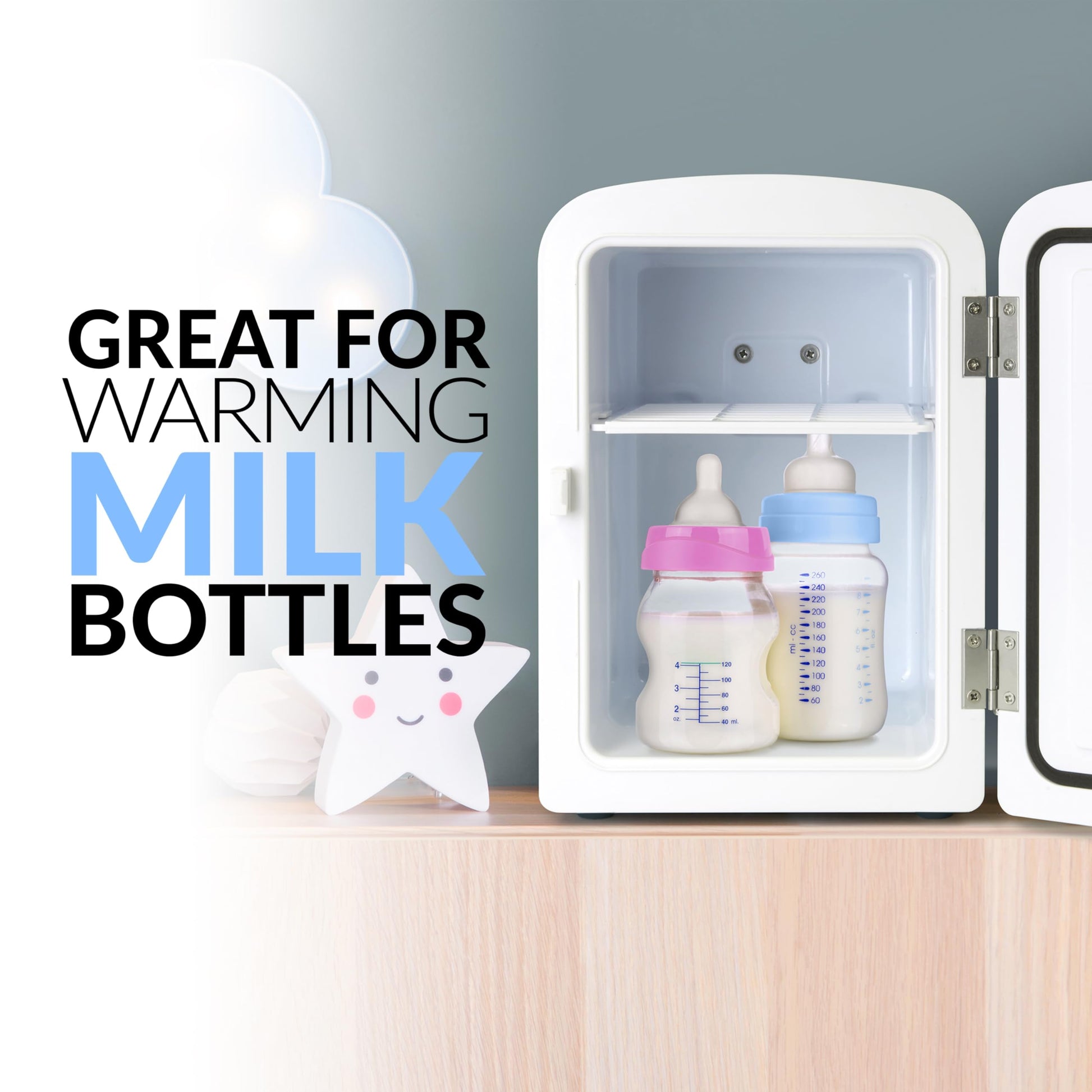 Nostalgia Retro 6-Can Personal Cooling and Heating Mini Refrigerator with Eraser Board Door Carry Handle and Display Window for Home, Office, Car, Boat or Dorm Room, Black - CookCave