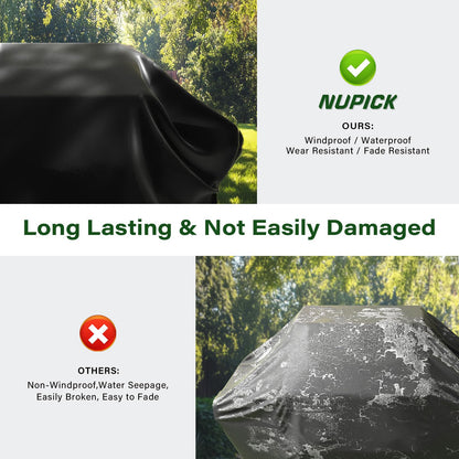 NUPICK 7106 Grill Cover for Weber Spirit 2-300 & Spirit II 200/300 Series - 52 inch Heavy Duty BBQ Cover, Storm-Proof PVC Material, UV & Fade Resistant, Double Straps & Air Vents - CookCave
