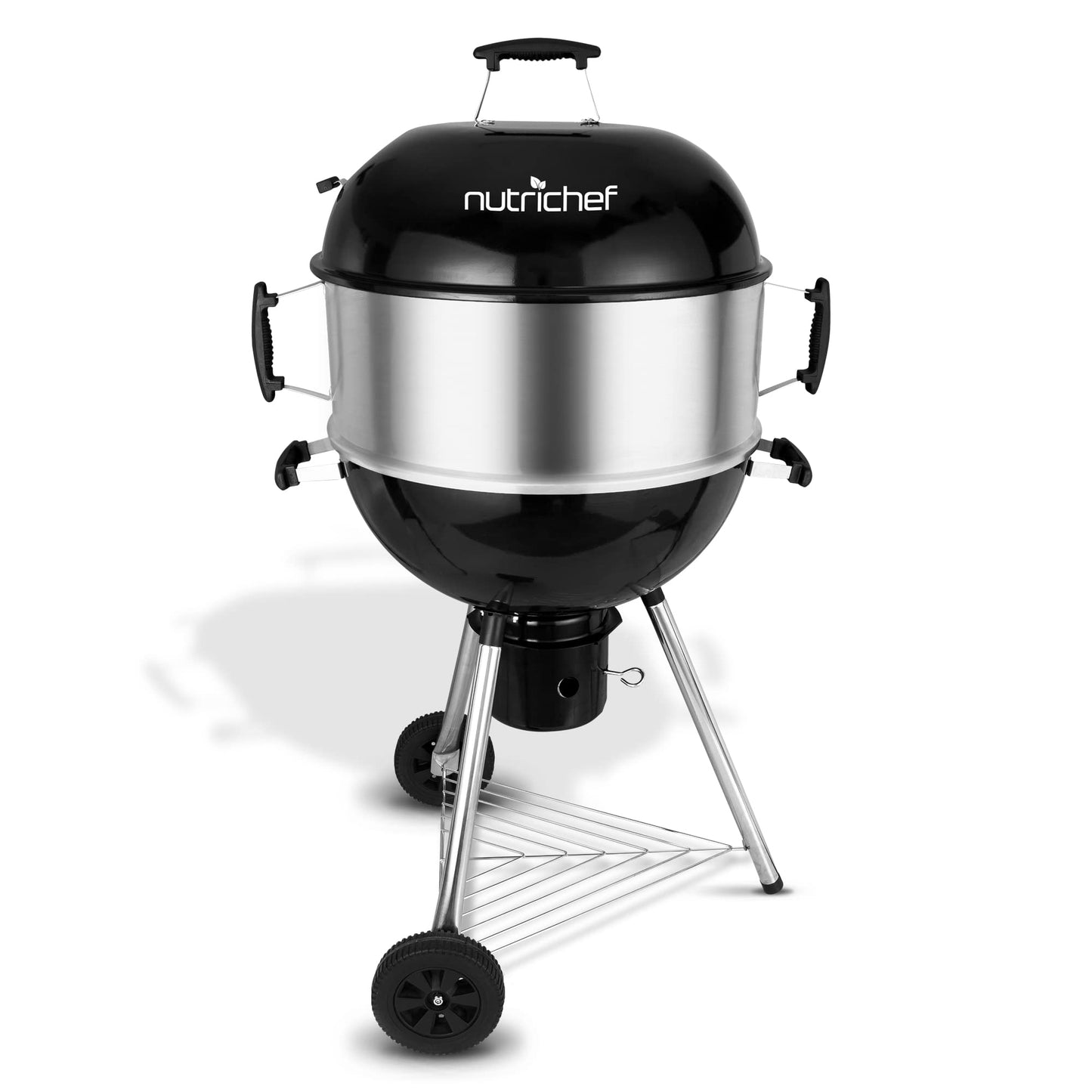 NutriChef Portable Outdoor Charcoal BBQ Grill, Barbecue Grills, Perfect for Picnic, Backyard, Patio, Camping, Offset Smoker with Cover - CookCave
