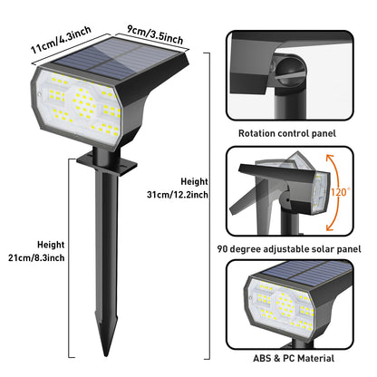 NYMPHY Solar Lights Outdoor Waterproof IP68, 56 LED 3 Lighting Modes Solar Powered Garden Yard Spot Solar Lights for Outside Landscape- 4 Pack (Cool White) - CookCave
