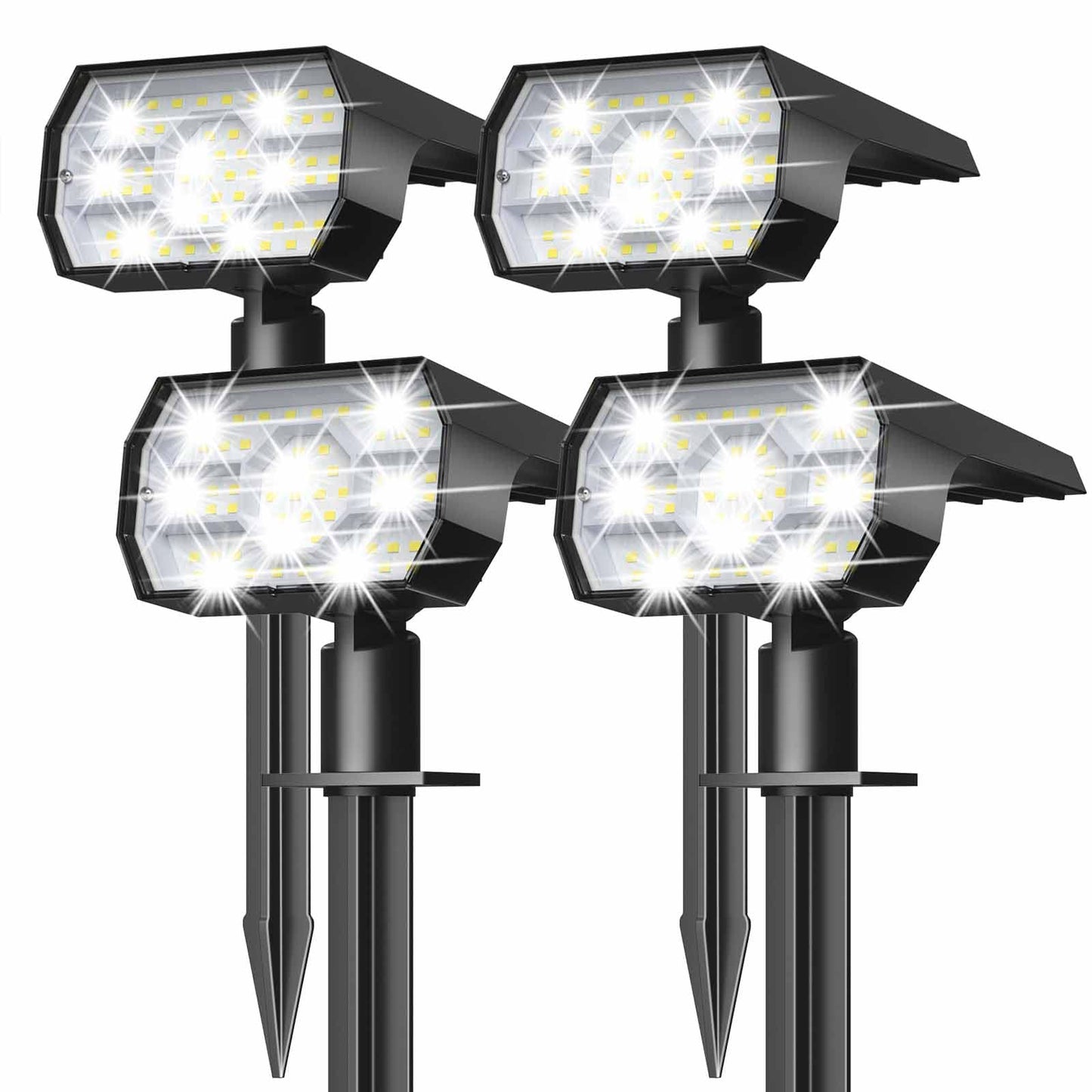 NYMPHY Solar Lights Outdoor Waterproof IP68, 56 LED 3 Lighting Modes Solar Powered Garden Yard Spot Solar Lights for Outside Landscape- 4 Pack (Cool White) - CookCave