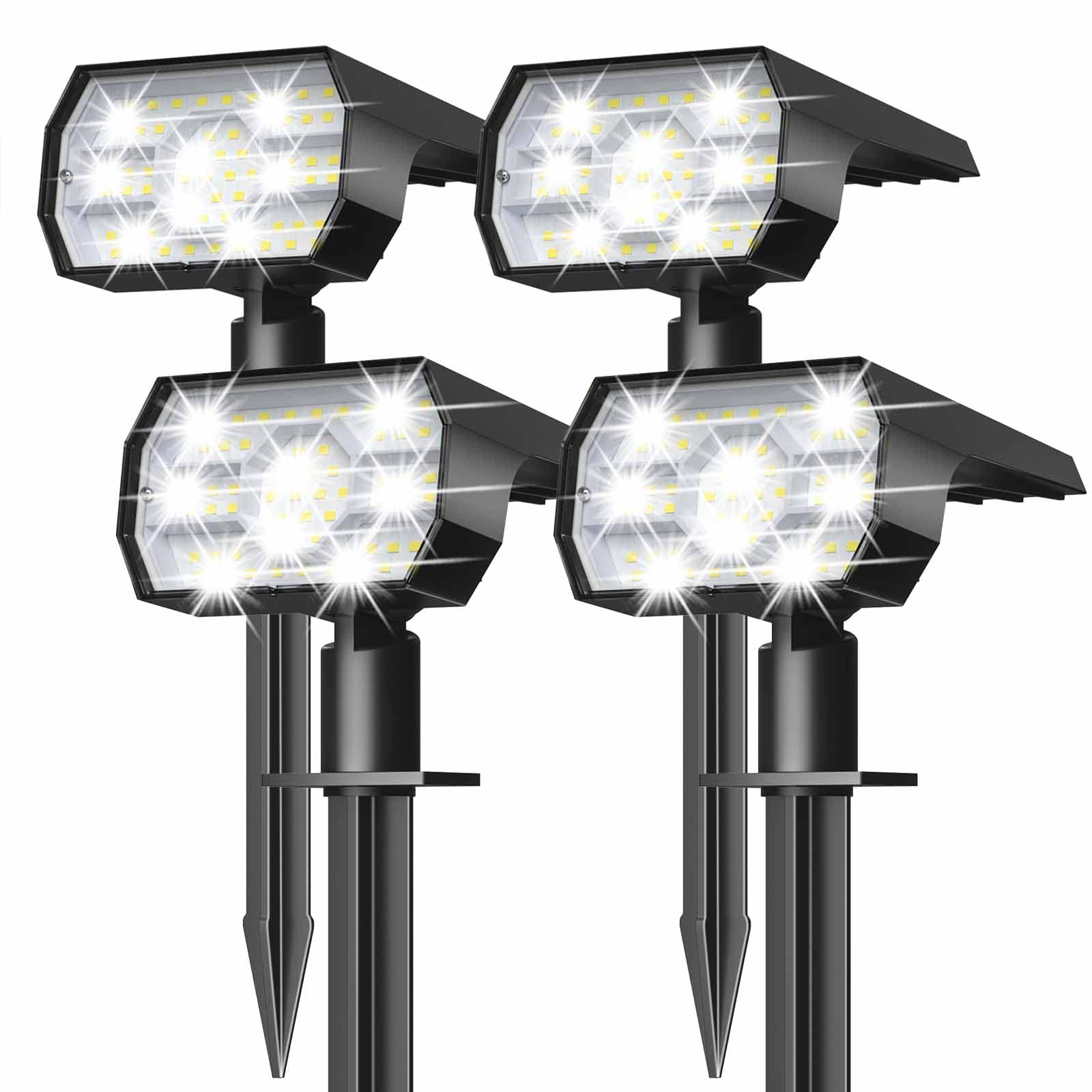 NYMPHY Solar Lights Outdoor Waterproof IP68, 56 LED 3 Lighting Modes Solar Powered Garden Yard Spot Solar Lights for Outside Landscape- 4 Pack (Cool White) - CookCave