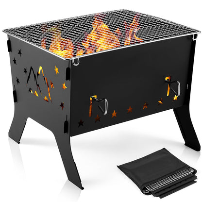 Odoland Camping Grill Portable Folding Charcoal Grills Backpacking BBQ Grill Campfire Grill with Carry Bag for Outdoor Cooking Hiking and Picnic - CookCave