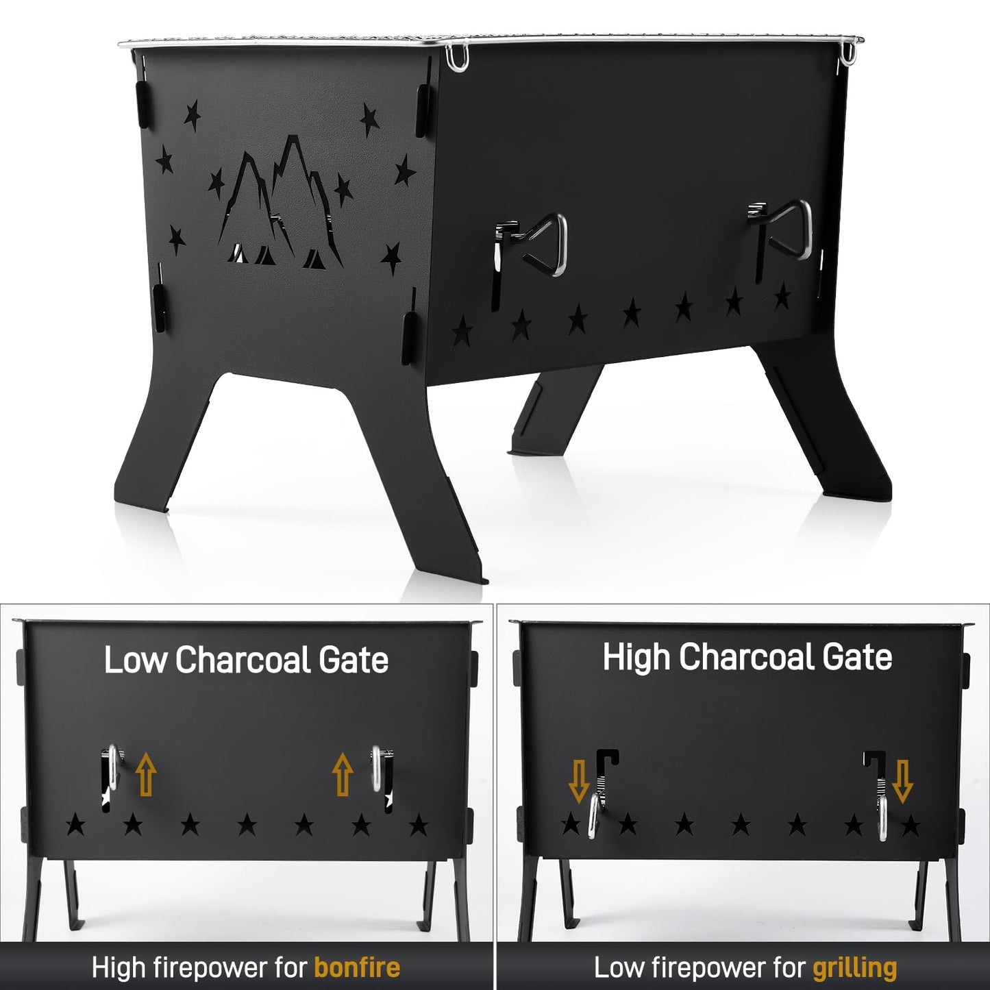 Odoland Camping Grill Portable Folding Charcoal Grills Backpacking BBQ Grill Campfire Grill with Carry Bag for Outdoor Cooking Hiking and Picnic - CookCave