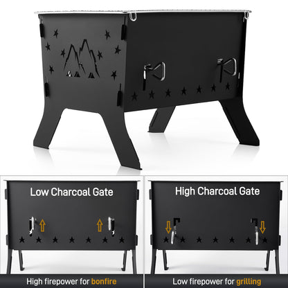 Odoland Camping Grill Portable Folding Charcoal Grills Backpacking BBQ Grill Campfire Grill with Carry Bag for Outdoor Cooking Hiking and Picnic - CookCave