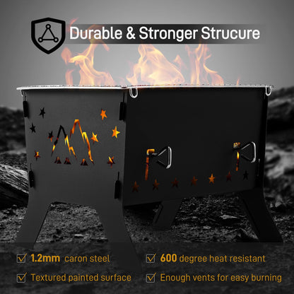 Odoland Camping Grill Portable Folding Charcoal Grills Backpacking BBQ Grill Campfire Grill with Carry Bag for Outdoor Cooking Hiking and Picnic - CookCave