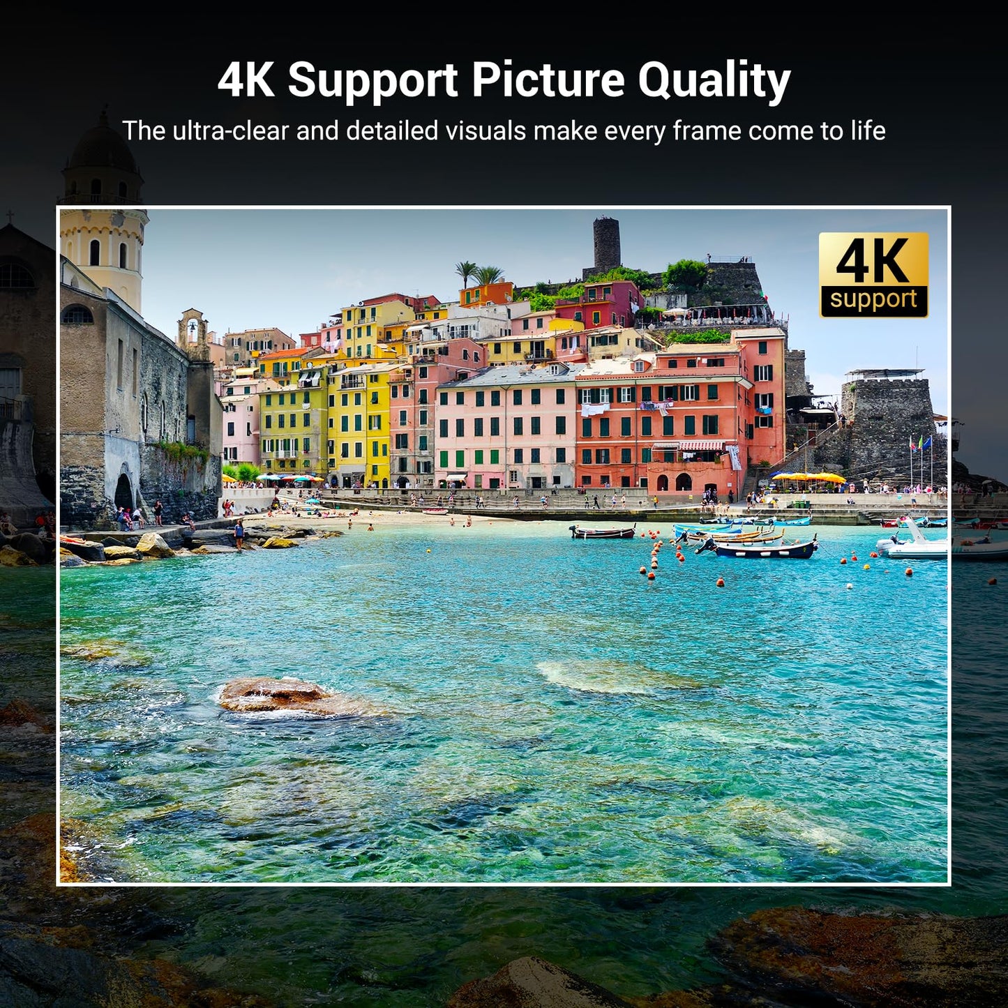 Official Licensed Netflix Smart Projector, HAPPRUN Projector 4K with Wifi and Bluetooth, DoIby Audio, Built-in Apps, Native 1080P 1000ANSI, Electric Focus, Portable Projector for Home Cinema, Bedroom - CookCave