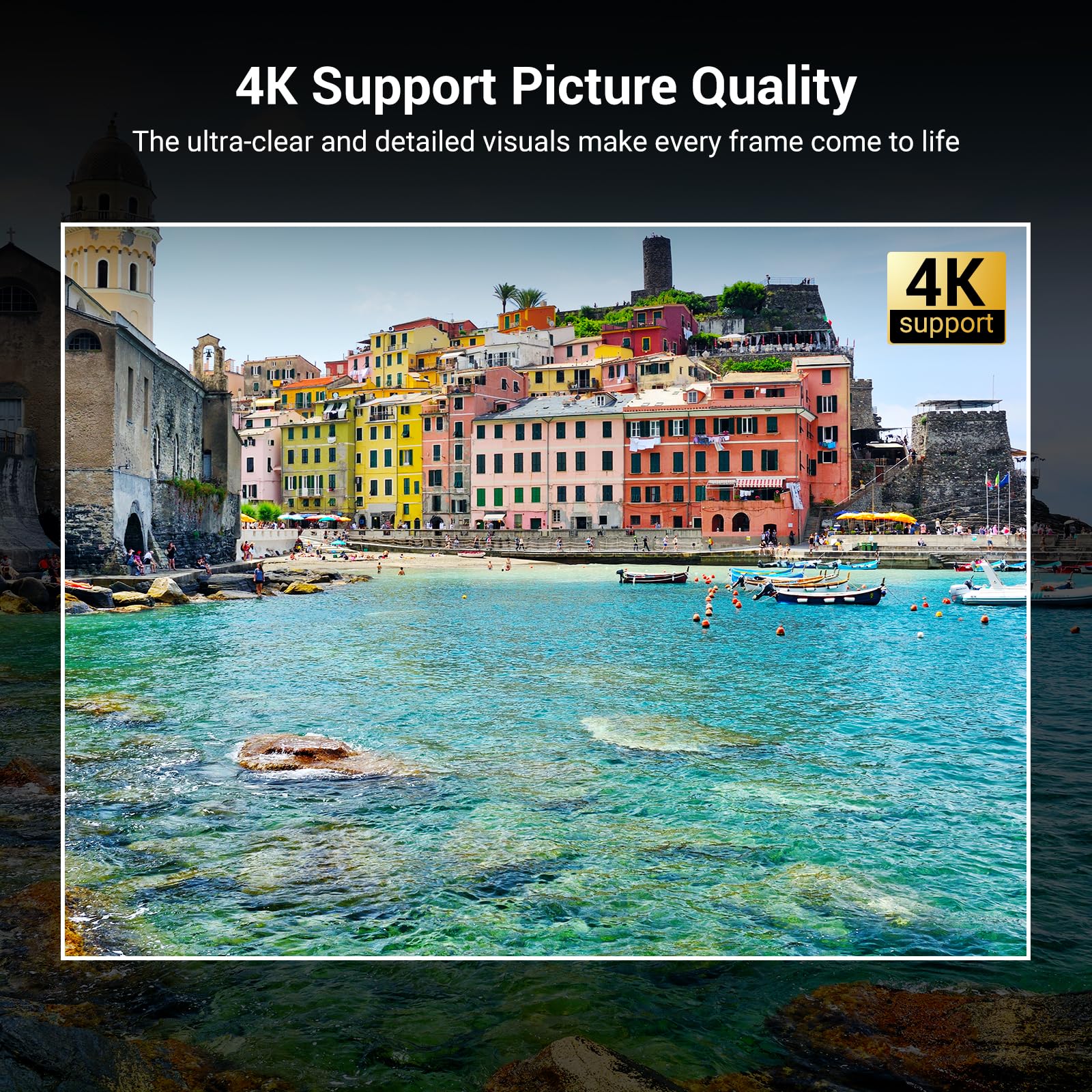 Official Licensed Netflix Smart Projector, HAPPRUN Projector 4K with Wifi and Bluetooth, DoIby Audio, Built-in Apps, Native 1080P 1000ANSI, Electric Focus, Portable Projector for Home Cinema, Bedroom - CookCave