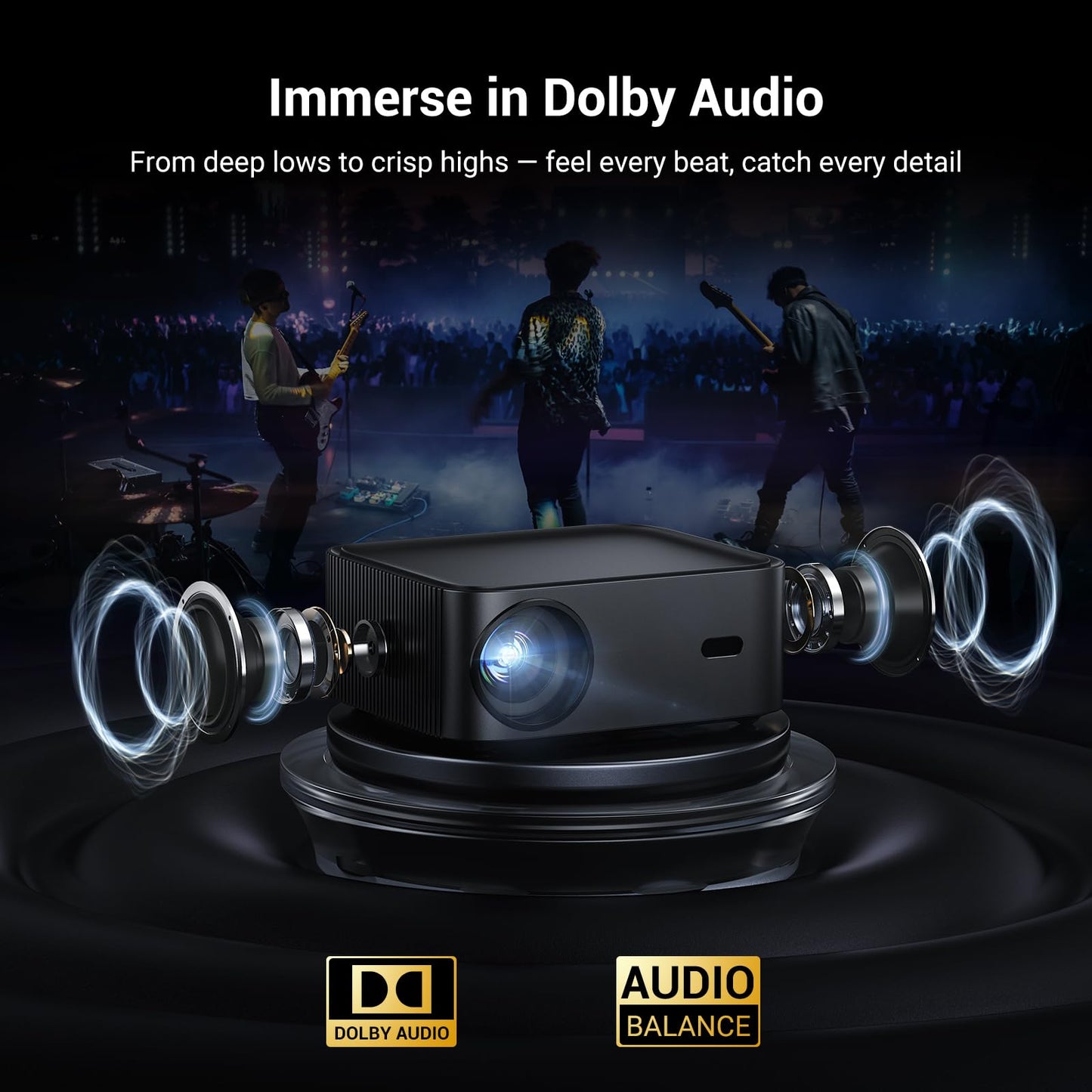 Official Licensed Netflix Smart Projector, HAPPRUN Projector 4K with Wifi and Bluetooth, DoIby Audio, Built-in Apps, Native 1080P 1000ANSI, Electric Focus, Portable Projector for Home Cinema, Bedroom - CookCave