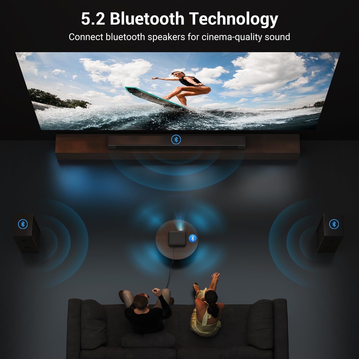 Official Licensed Netflix Smart Projector, HAPPRUN Projector 4K with Wifi and Bluetooth, DoIby Audio, Built-in Apps, Native 1080P 1000ANSI, Electric Focus, Portable Projector for Home Cinema, Bedroom - CookCave