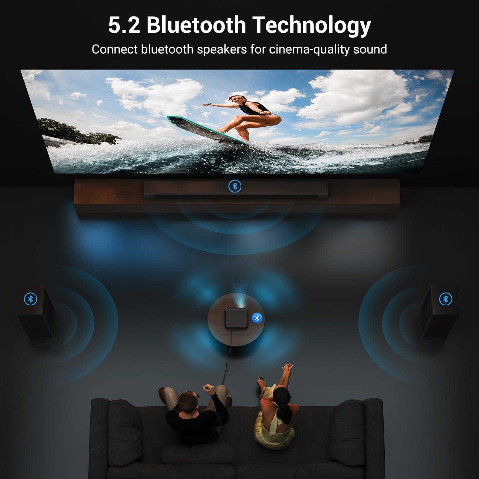 Official Licensed Netflix Smart Projector, HAPPRUN Projector 4K with Wifi and Bluetooth, DoIby Audio, Built-in Apps, Native 1080P 1000ANSI, Electric Focus, Portable Projector for Home Cinema, Bedroom - CookCave