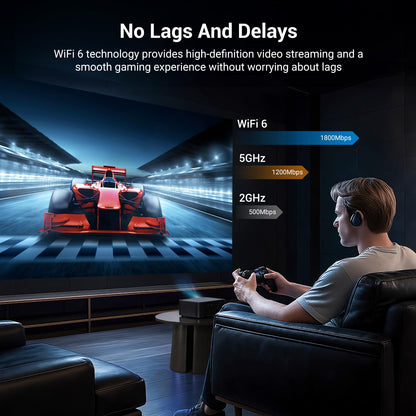 Official Licensed Netflix Smart Projector, HAPPRUN Projector 4K with Wifi and Bluetooth, DoIby Audio, Built-in Apps, Native 1080P 1000ANSI, Electric Focus, Portable Projector for Home Cinema, Bedroom - CookCave