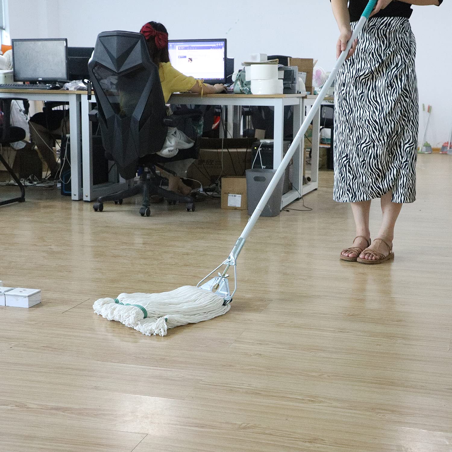 OFO Loop-End String Mop with Extra Head Replacement - Heavy Duty Commercial Industrial Grade Mop, 59Inch Handle for Floor Cleaning Home, Kitchen, Garage, Office and Wooden/Tile Floor - CookCave