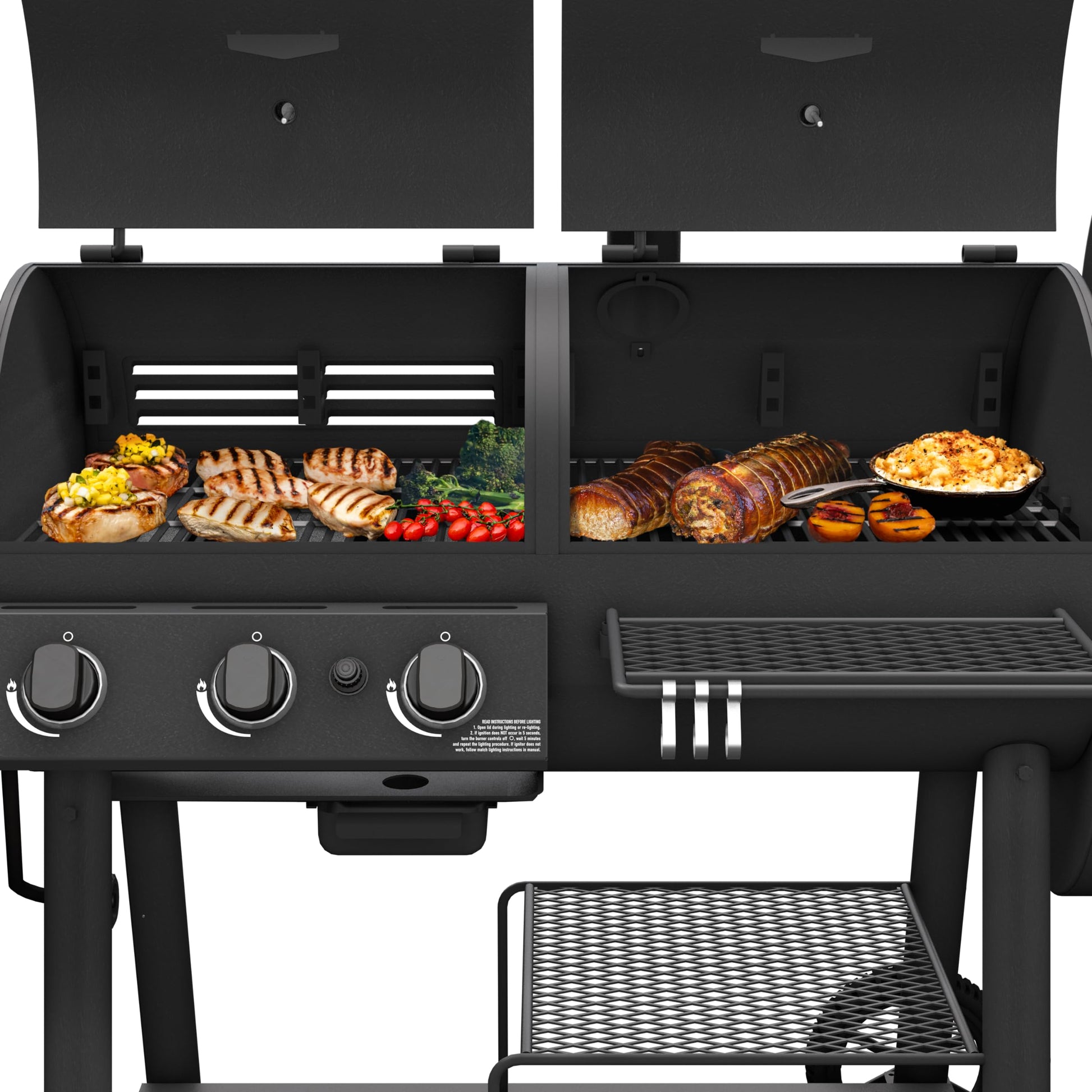 OKLAHOMA JOE'S® Canyon™ Charcoal and Propane Gas Combination Smoker and Grill, Black Steel, 24203004 - CookCave