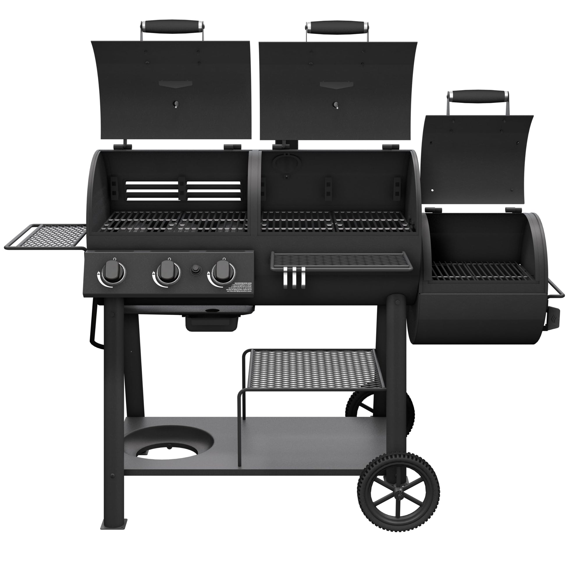 OKLAHOMA JOE'S® Canyon™ Charcoal and Propane Gas Combination Smoker and Grill, Black Steel, 24203004 - CookCave