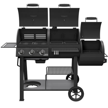 OKLAHOMA JOE'S® Canyon™ Charcoal and Propane Gas Combination Smoker and Grill, Black Steel, 24203004 - CookCave