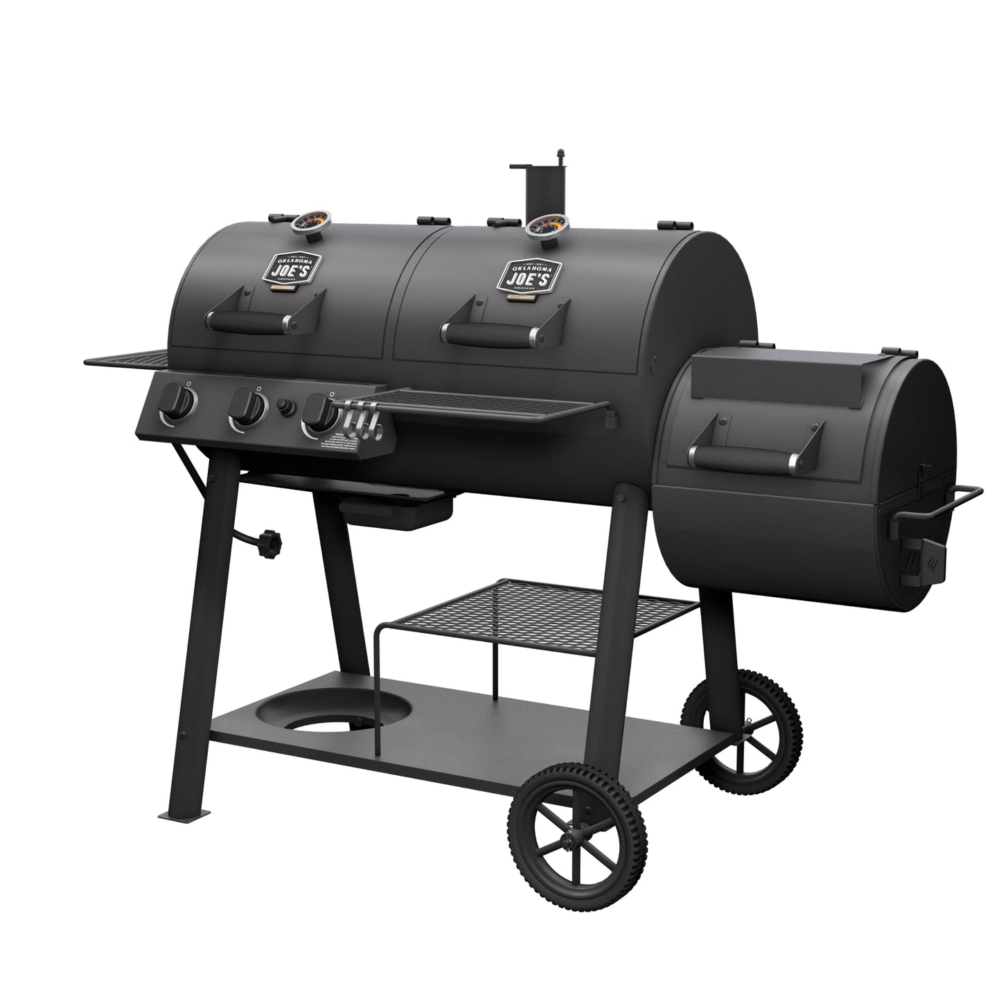 OKLAHOMA JOE'S® Canyon™ Charcoal and Propane Gas Combination Smoker and Grill, Black Steel, 24203004 - CookCave