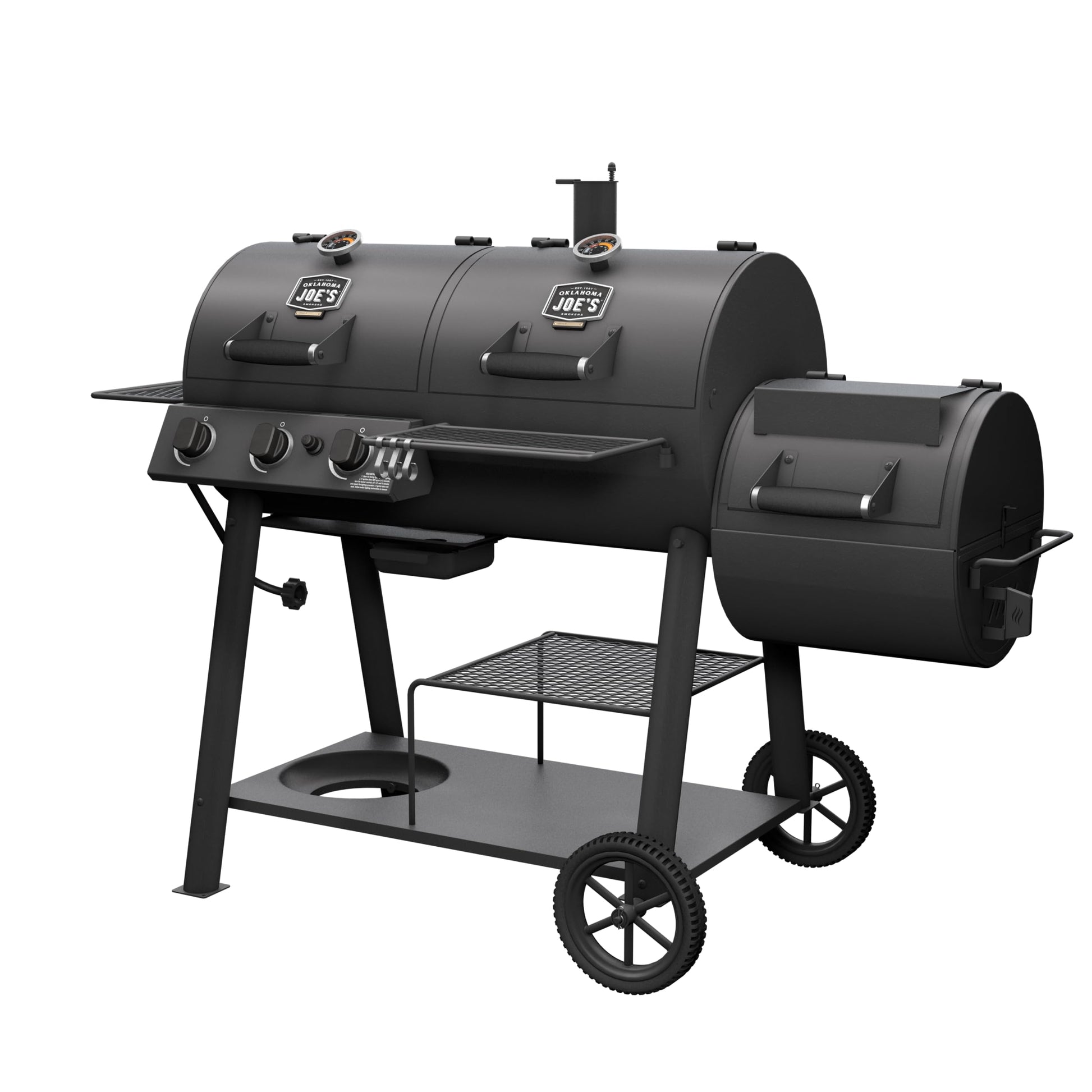 OKLAHOMA JOE'S® Canyon™ Charcoal and Propane Gas Combination Smoker and Grill, Black Steel, 24203004 - CookCave