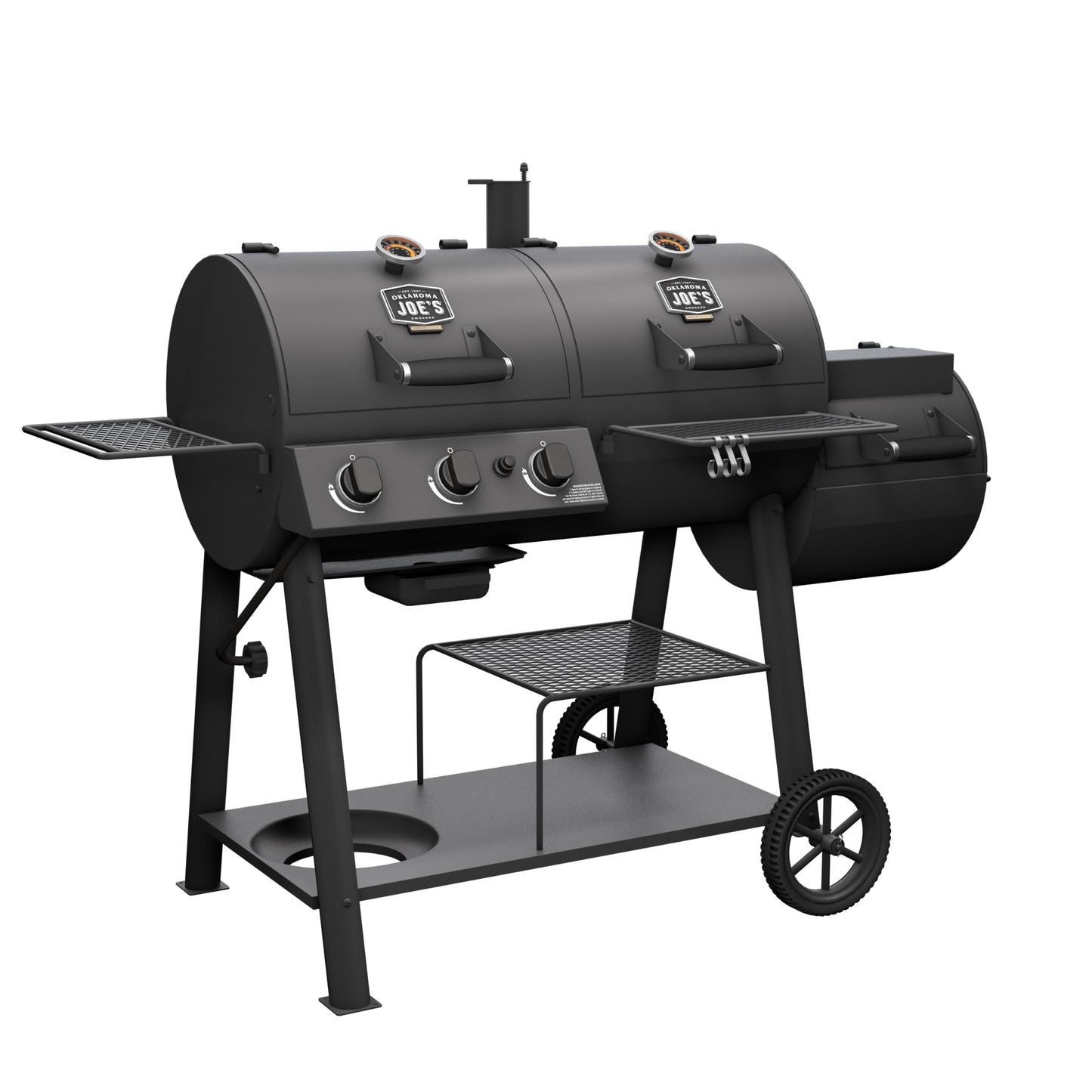 OKLAHOMA JOE'S® Canyon™ Charcoal and Propane Gas Combination Smoker and Grill, Black Steel, 24203004 - CookCave