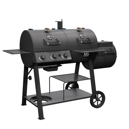 OKLAHOMA JOE'S® Canyon™ Charcoal and Propane Gas Combination Smoker and Grill, Black Steel, 24203004 - CookCave