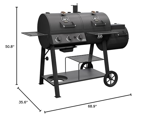 OKLAHOMA JOE'S® Canyon™ Charcoal and Propane Gas Combination Smoker and Grill, Black Steel, 24203004 - CookCave