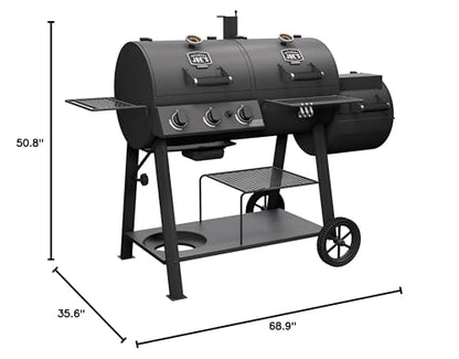 OKLAHOMA JOE'S® Canyon™ Charcoal and Propane Gas Combination Smoker and Grill, Black Steel, 24203004 - CookCave