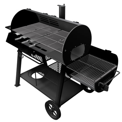 OKLAHOMA JOE'S® Canyon™ Charcoal and Propane Gas Combination Smoker and Grill, Black Steel, 24203004 - CookCave