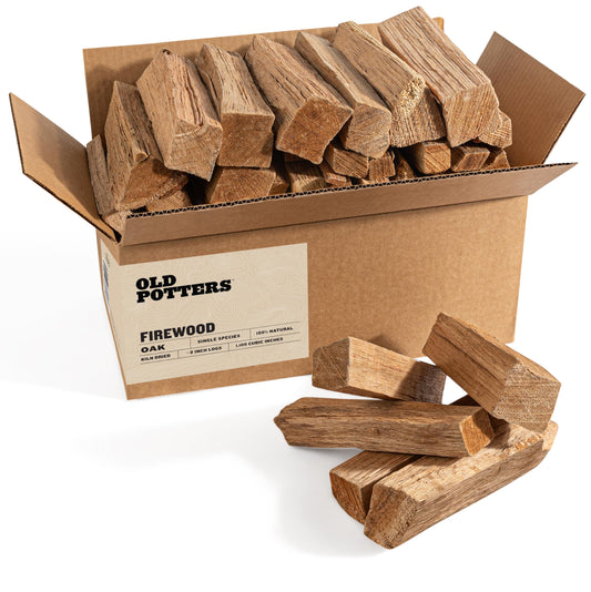 Old Potters Kiln Dried Firewood - Oak, 1100 Cu. in, 16-18 Logs ~ 8" x 2.5" Logs. Cooking Wood for Grilling, Smoking, and Firepits, Oak. - CookCave