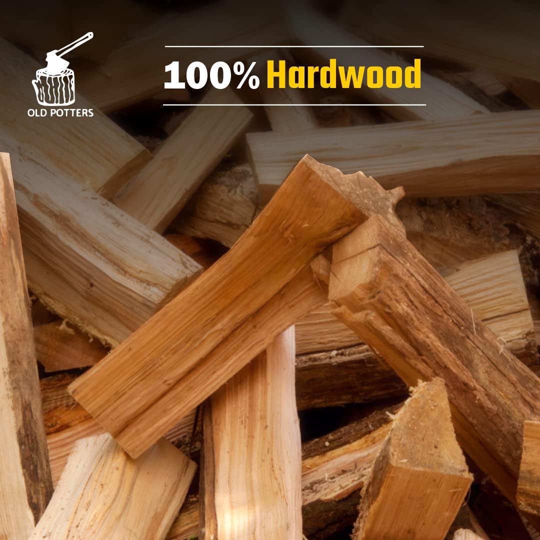 Old Potters Kiln Dried Firewood - Oak, 1100 Cu. in, 16-18 Logs ~ 8" x 2.5" Logs. Cooking Wood for Grilling, Smoking, and Firepits, Oak. - CookCave