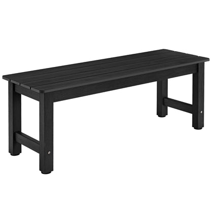 ONBRILL Outdoor Bench, 2-Person Poly Lumber Garden Bench, All-Weather Patio Bench Will not Rot and Fade for Garden, Porch, Backyard and Park, Easy Installation, Black - CookCave