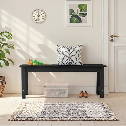 ONBRILL Outdoor Bench, 2-Person Poly Lumber Garden Bench, All-Weather Patio Bench Will not Rot and Fade for Garden, Porch, Backyard and Park, Easy Installation, Black - CookCave