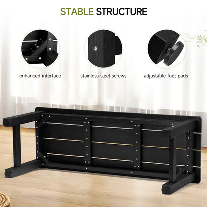 ONBRILL Outdoor Bench, 2-Person Poly Lumber Garden Bench, All-Weather Patio Bench Will not Rot and Fade for Garden, Porch, Backyard and Park, Easy Installation, Black - CookCave