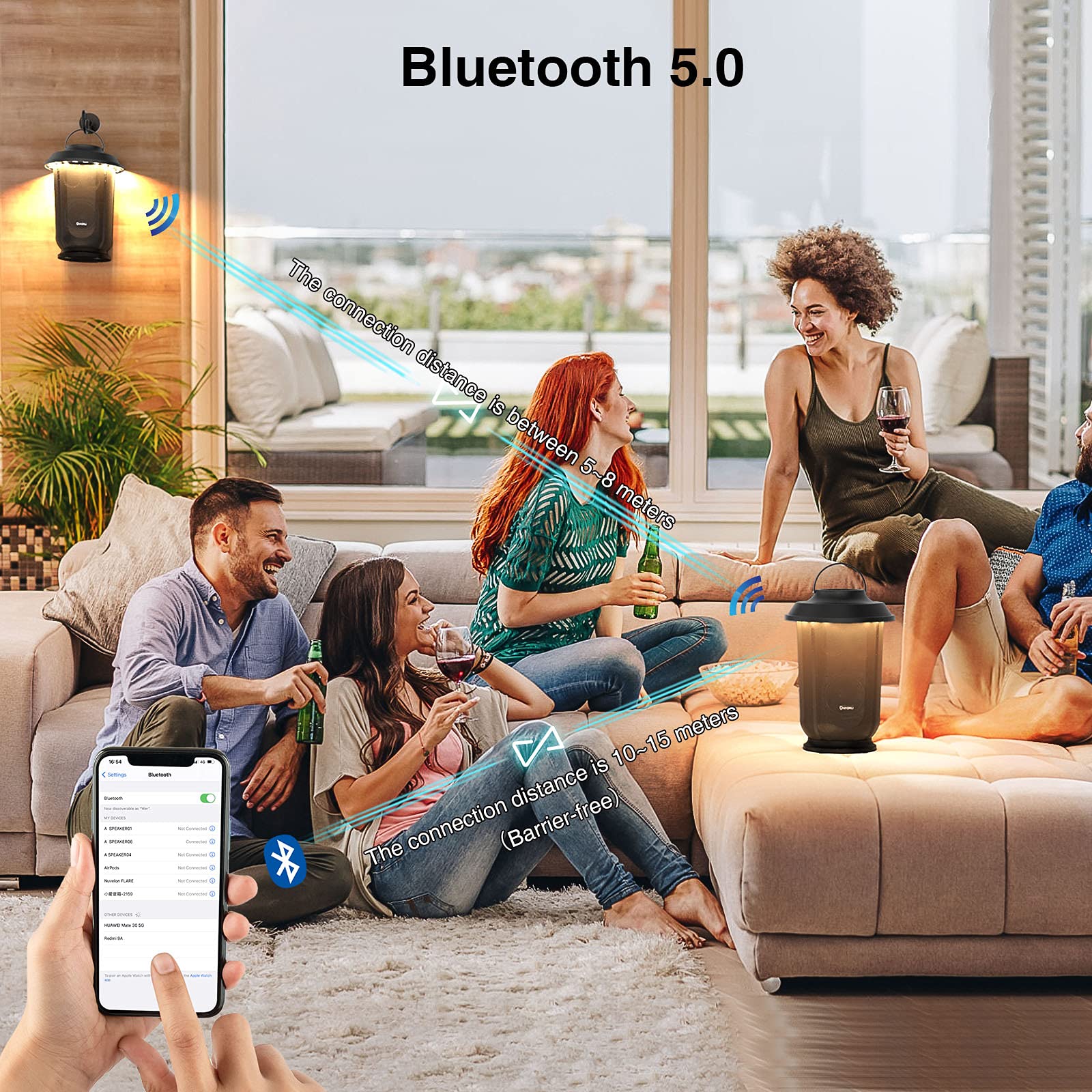 Onforu Outdoor Bluetooth Speaker, 2 Pack 40W True Wireless Stereo Dual Pairing Lantern Speakers for Patio, with 20 Warm White LED Lights, Richer Bass for Indoor Outdoor Camping Waterproof - CookCave