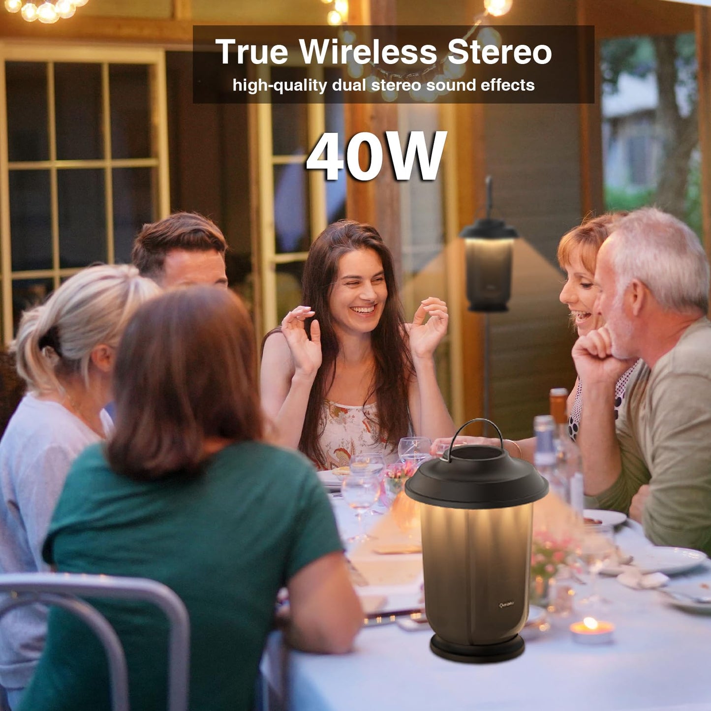 Onforu Outdoor Bluetooth Speaker, 2 Pack 40W True Wireless Stereo Dual Pairing Lantern Speakers for Patio, with 20 Warm White LED Lights, Richer Bass for Indoor Outdoor Camping Waterproof - CookCave
