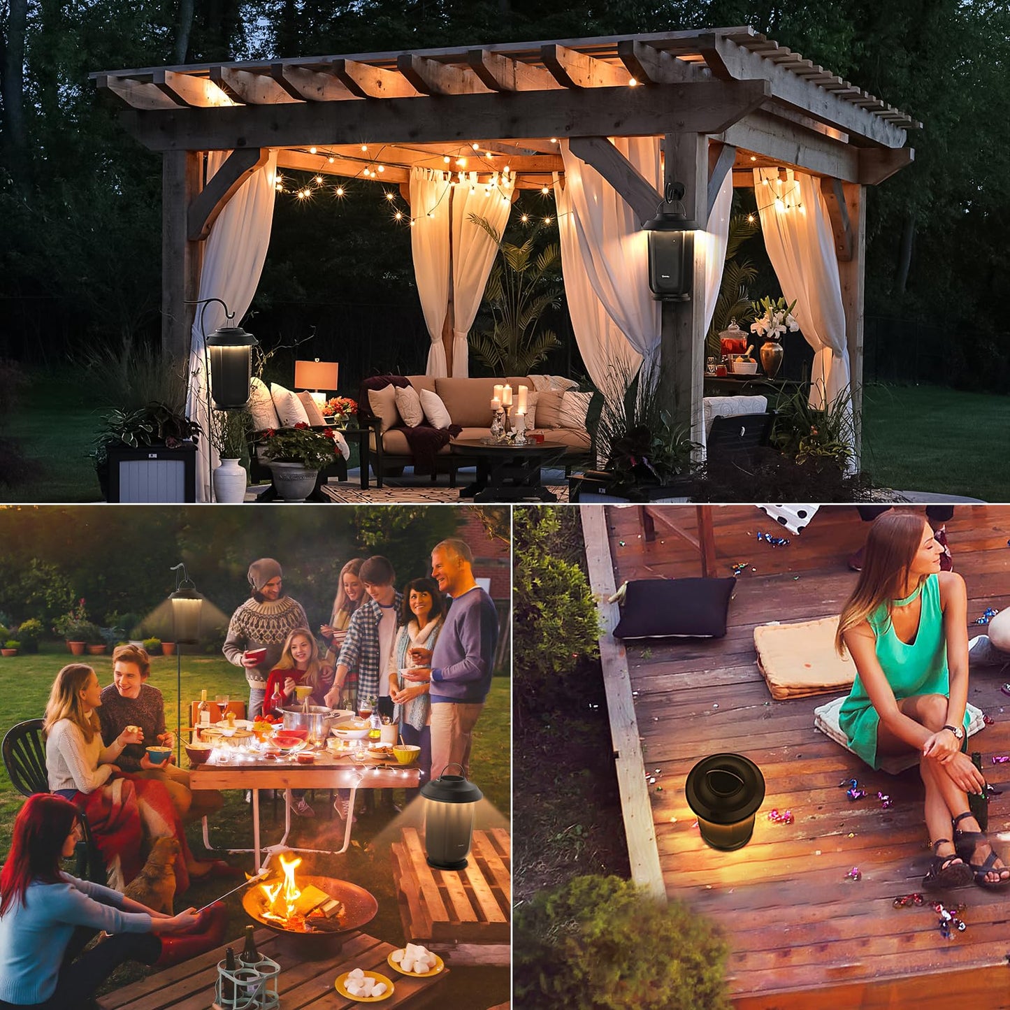 Onforu Outdoor Bluetooth Speaker, 2 Pack 40W True Wireless Stereo Dual Pairing Lantern Speakers for Patio, with 20 Warm White LED Lights, Richer Bass for Indoor Outdoor Camping Waterproof - CookCave