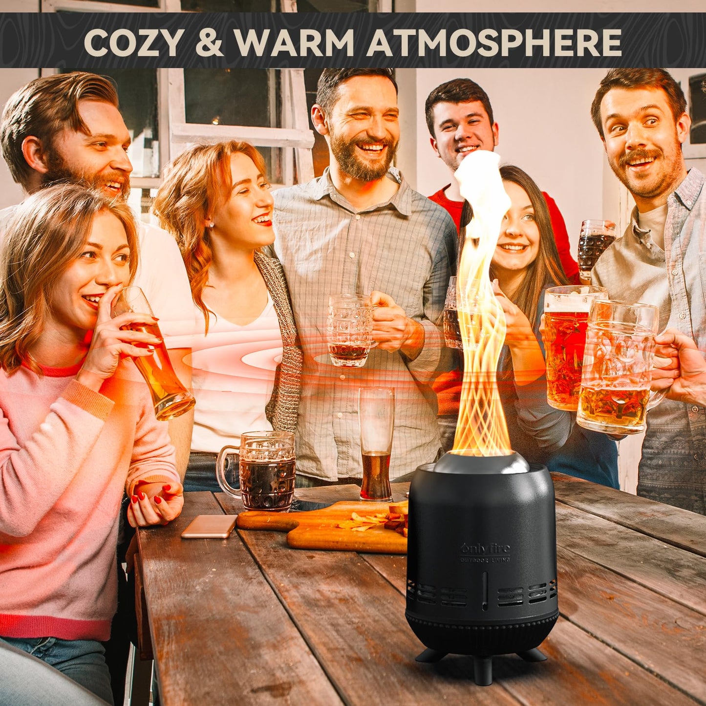 ONLYFIRE OUTDOOR LIVING Tabletop Fireplace with Unique Flame, Portable Fire Pit with Storage Bag for Camping Tailgating Patio Backyard Bonfire, Smokeless Wood Burning Mini Camp Stove 9.5", FP055 Black - CookCave