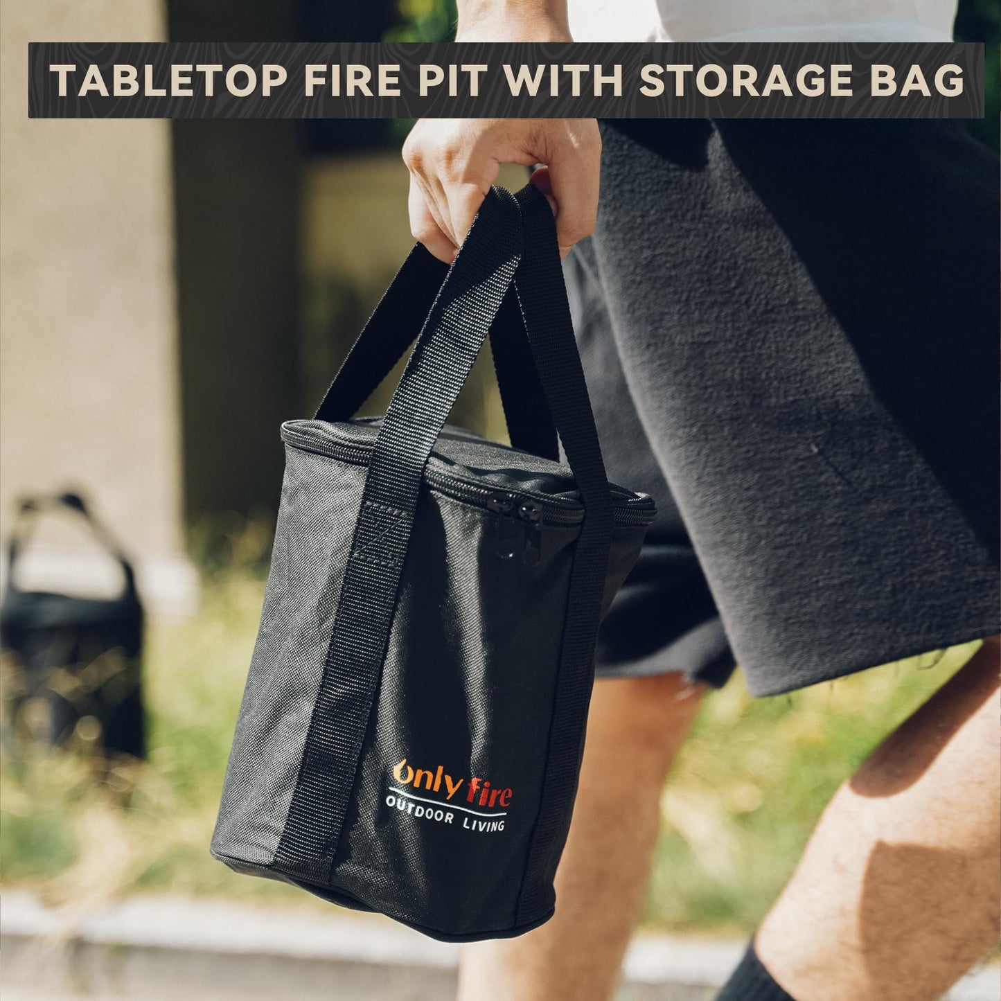 ONLYFIRE OUTDOOR LIVING Tabletop Fireplace with Unique Flame, Portable Fire Pit with Storage Bag for Camping Tailgating Patio Backyard Bonfire, Smokeless Wood Burning Mini Camp Stove 9.5", FP055 Black - CookCave