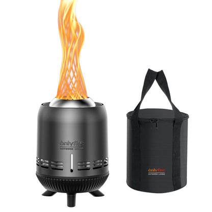 ONLYFIRE OUTDOOR LIVING Tabletop Fireplace with Unique Flame, Portable Fire Pit with Storage Bag for Camping Tailgating Patio Backyard Bonfire, Smokeless Wood Burning Mini Camp Stove 9.5", FP055 Black - CookCave
