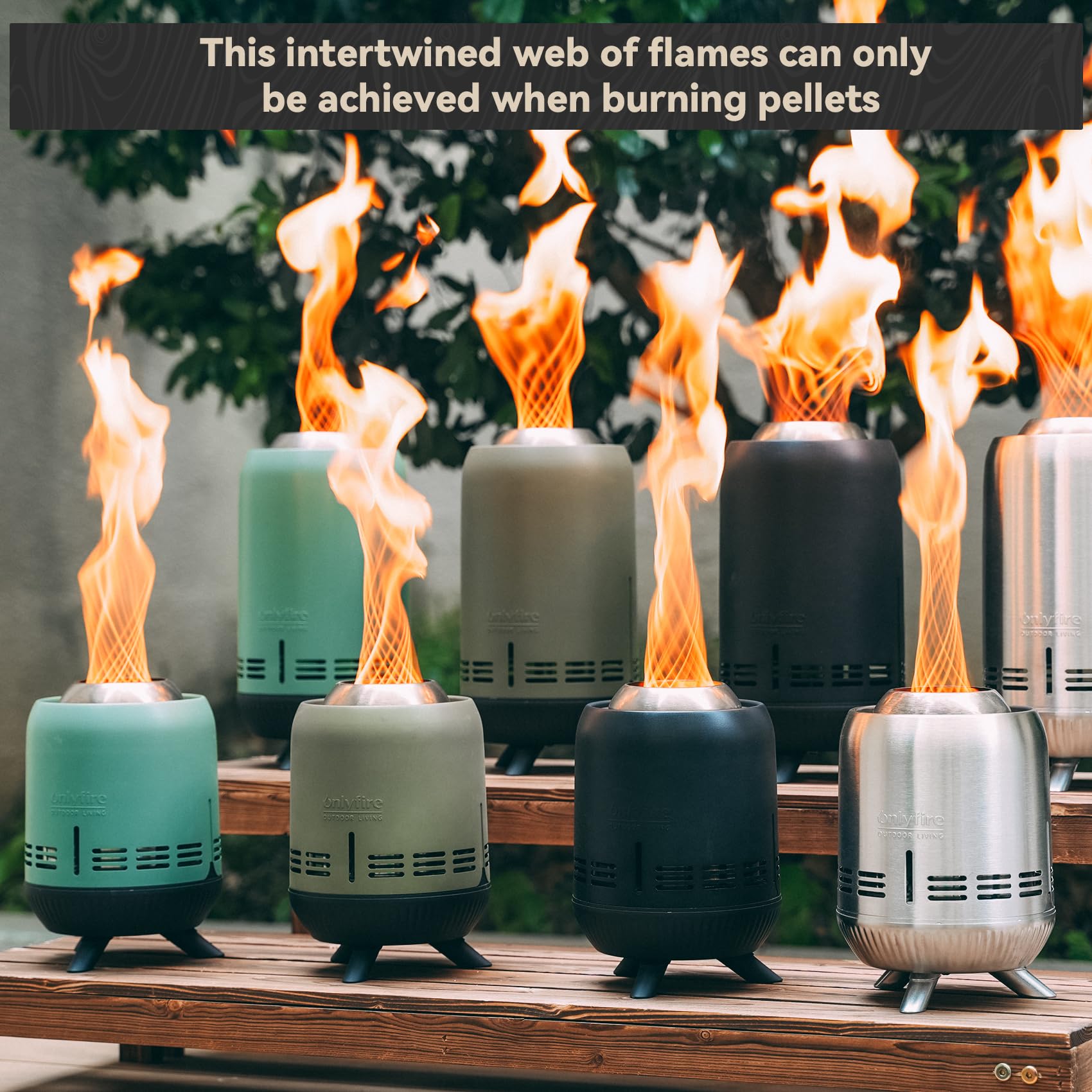 ONLYFIRE OUTDOOR LIVING Tabletop Fireplace with Unique Flame, Portable Fire Pit with Storage Bag for Camping Tailgating Patio Backyard Bonfire, Smokeless Wood Burning Mini Camp Stove 9.5", FP055 Black - CookCave