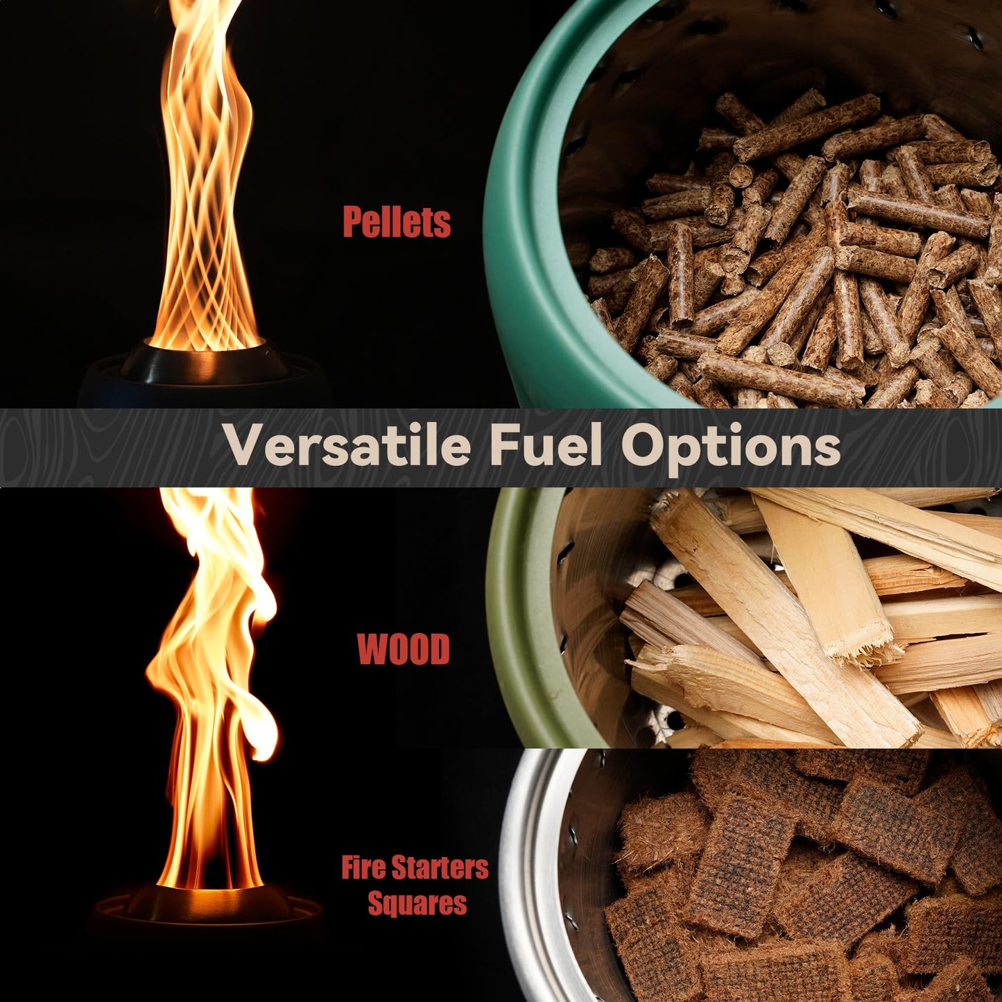 ONLYFIRE OUTDOOR LIVING Tabletop Fireplace with Unique Flame, Portable Fire Pit with Storage Bag for Camping Tailgating Patio Backyard Bonfire, Smokeless Wood Burning Mini Camp Stove 9.5", FP055 Black - CookCave