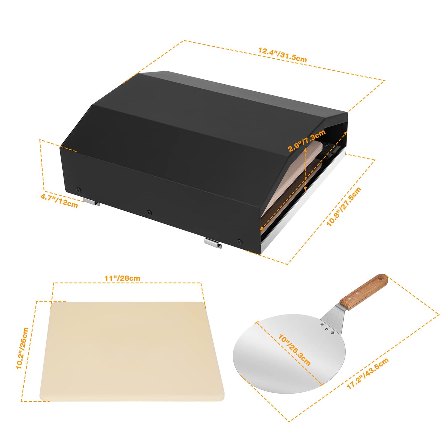 onlyfire Outdoor Pizza Oven for Gas Grill Side Burner, Burner Top Pizza Oven Kit with Pizza Stone and Pizza Peel, 10.8'' x 12.4'' Single Burner Cooking Accessory for Camping, Backyard and Patio - CookCave