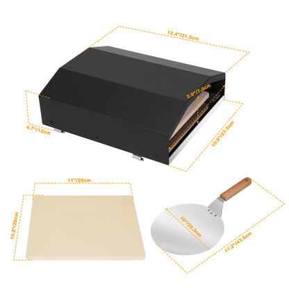 onlyfire Outdoor Pizza Oven for Gas Grill Side Burner, Burner Top Pizza Oven Kit with Pizza Stone and Pizza Peel, 10.8'' x 12.4'' Single Burner Cooking Accessory for Camping, Backyard and Patio - CookCave