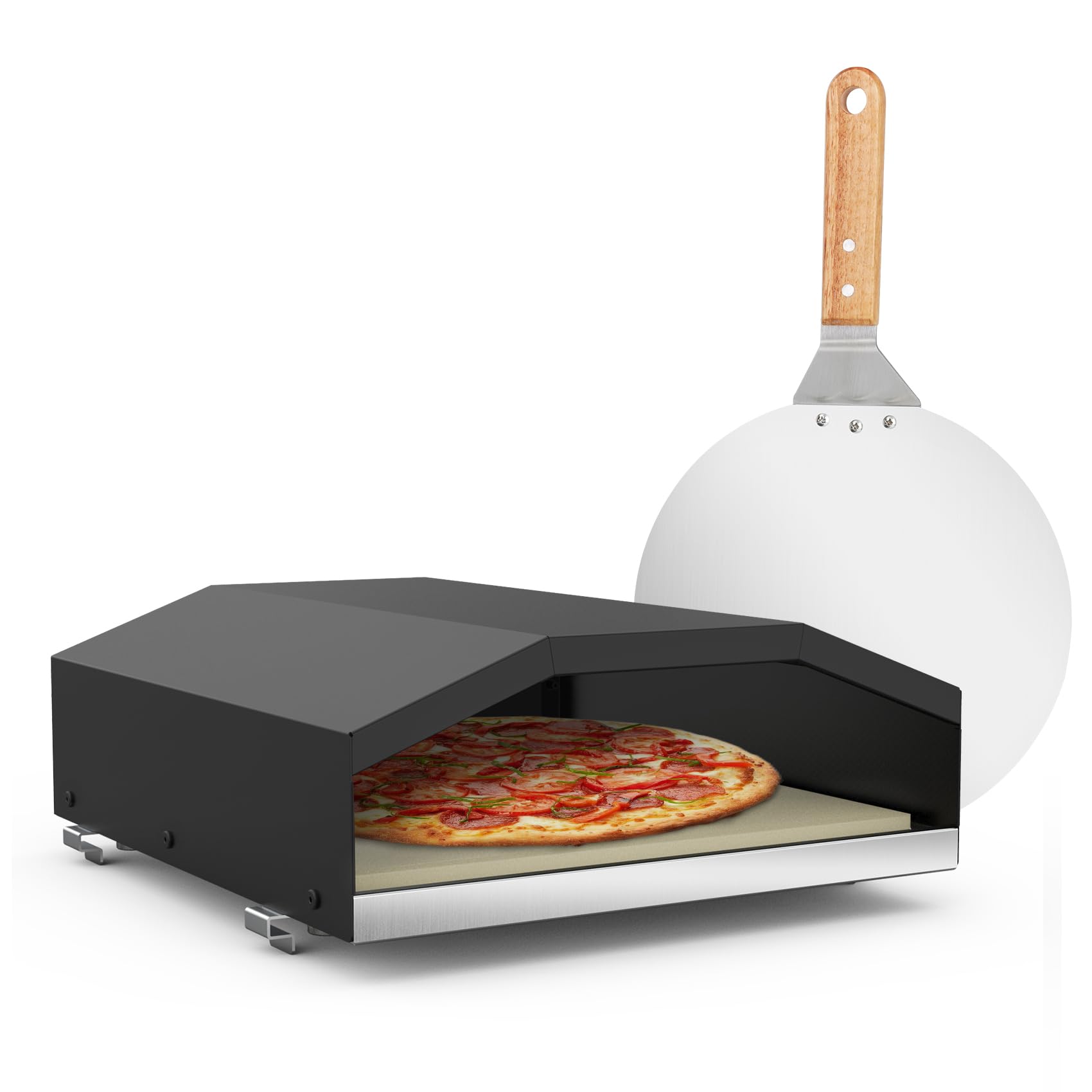 onlyfire Outdoor Pizza Oven for Gas Grill Side Burner, Burner Top Pizza Oven Kit with Pizza Stone and Pizza Peel, 10.8'' x 12.4'' Single Burner Cooking Accessory for Camping, Backyard and Patio - CookCave