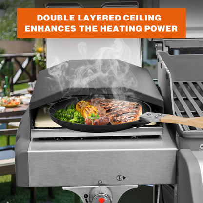 onlyfire Outdoor Pizza Oven for Gas Grill Side Burner, Burner Top Pizza Oven Kit with Pizza Stone and Pizza Peel, 10.8'' x 12.4'' Single Burner Cooking Accessory for Camping, Backyard and Patio - CookCave