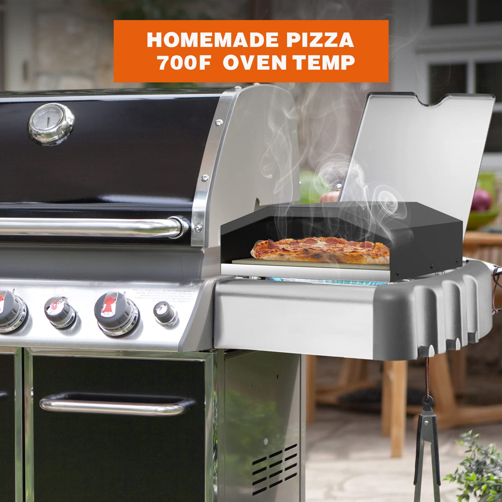 onlyfire Outdoor Pizza Oven for Gas Grill Side Burner, Burner Top Pizza Oven Kit with Pizza Stone and Pizza Peel, 10.8'' x 12.4'' Single Burner Cooking Accessory for Camping, Backyard and Patio - CookCave