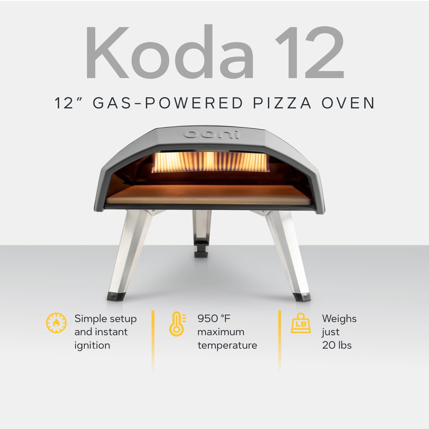 Ooni Koda 12 Gas Pizza Oven – 28mbar Propane Outdoor Portable Oven For Fire and Stonebaked 12 Inch Pizzas in 60 Seconds, With Gas Hose & Regulator - CookCave