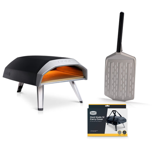 Ooni Koda 12 Portable Gas Pizza Oven - Pro Pizza Oven Bundle - 12" Perforated Pizza Peel and Koda 12 Cover Included - CookCave