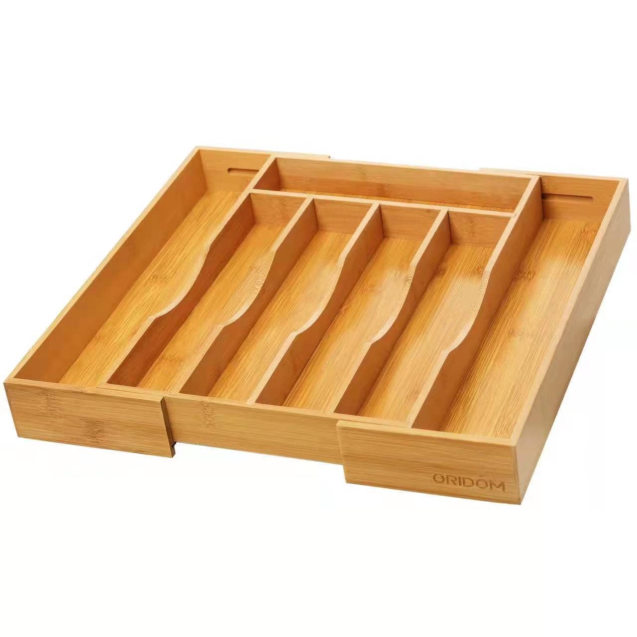 oridom Expandable Bamboo Kitchen Drawer Organizer for Cutlery and Utensils, Adjustable Bamboo Wood Cutlery Tray in Drawer for Flatware and Silverware in Kitchen, (Natural) - CookCave